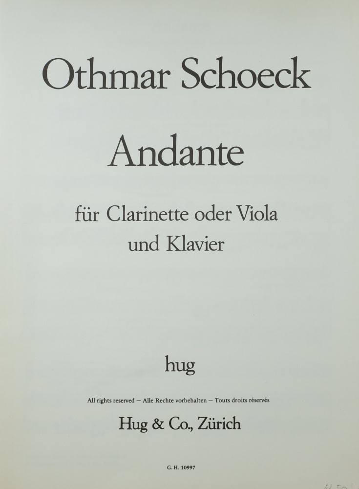 Andante Es-dur, für Klarinette (Bratsche) und Klavier