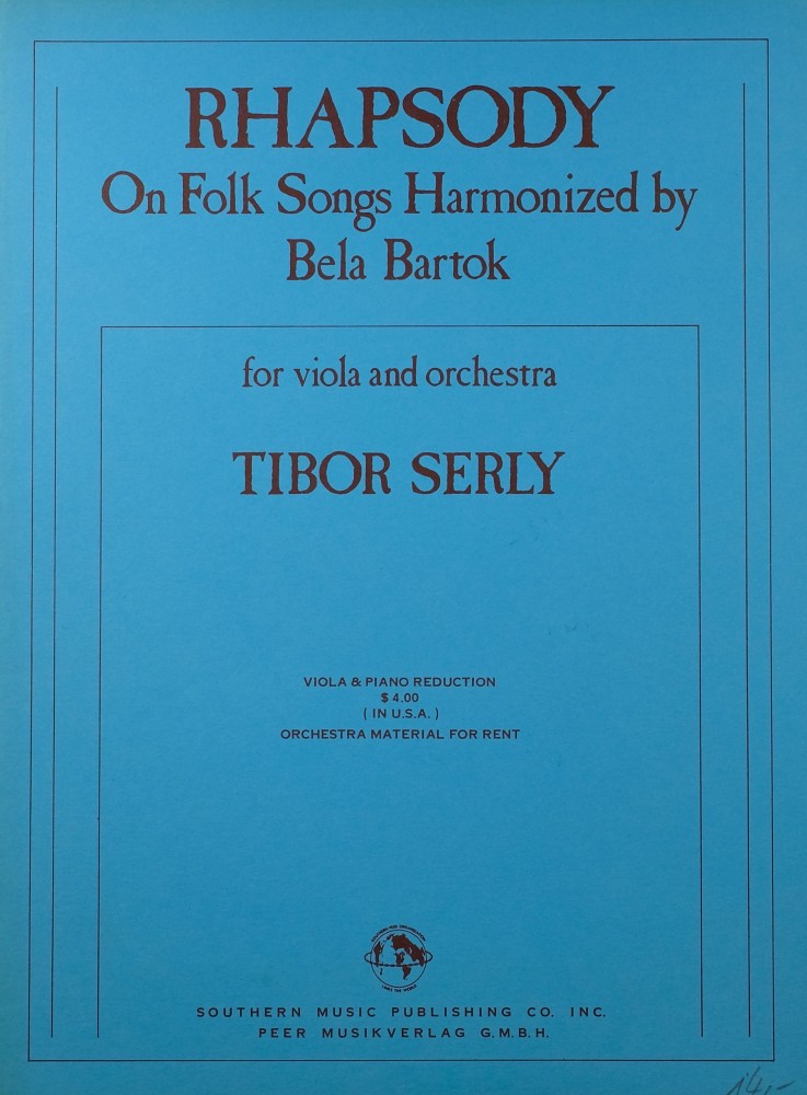 Rhapsody on Folk Songs Harmonized by Béla Bartók, für Bratsche und Orchester