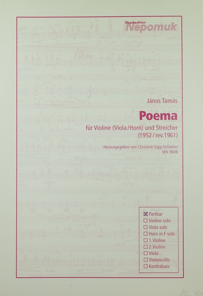 Poema, für Horn (Violine/Bratsche) und Streicher (Klavier)