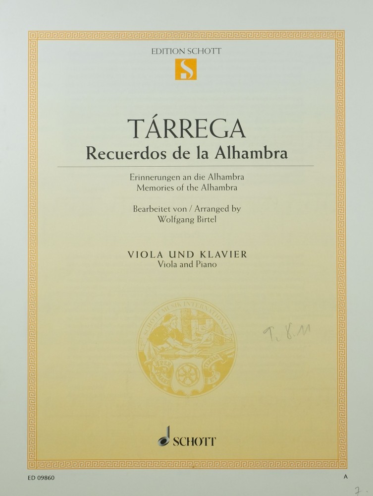 Recuerdos de la Alhambra, für Bratsche und Klavier