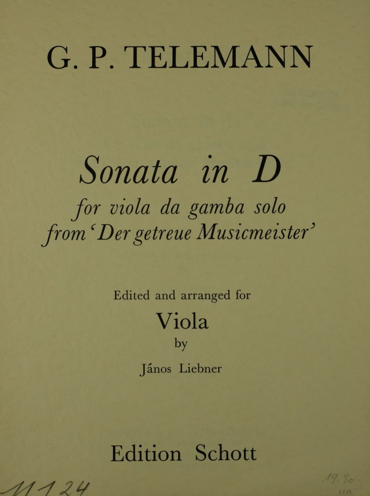 Sonata D-dur (aus «Der getreue Musicmeister») für Bratsche