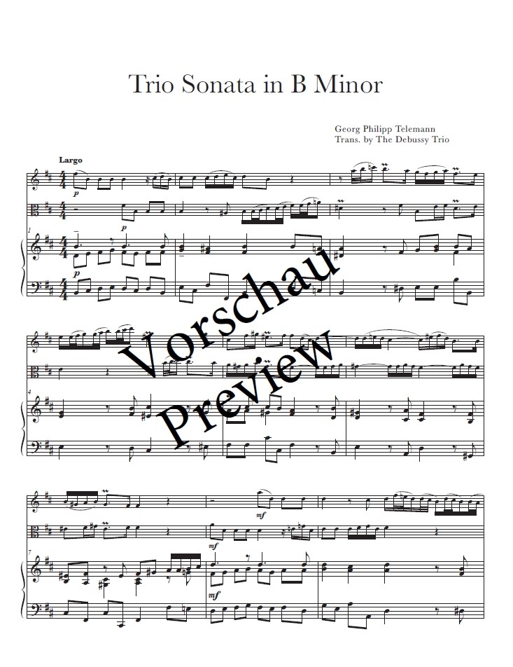 Triosonate b-moll, für Harfe, Flöte und Bratsche