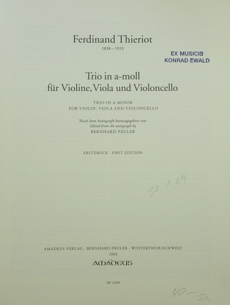 2. Trio a-moll, für Violine, Bratsche und Violoncello