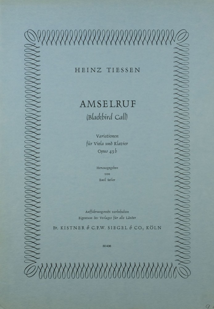 Amselruf, op. 43b, für Bratsche und Klavier