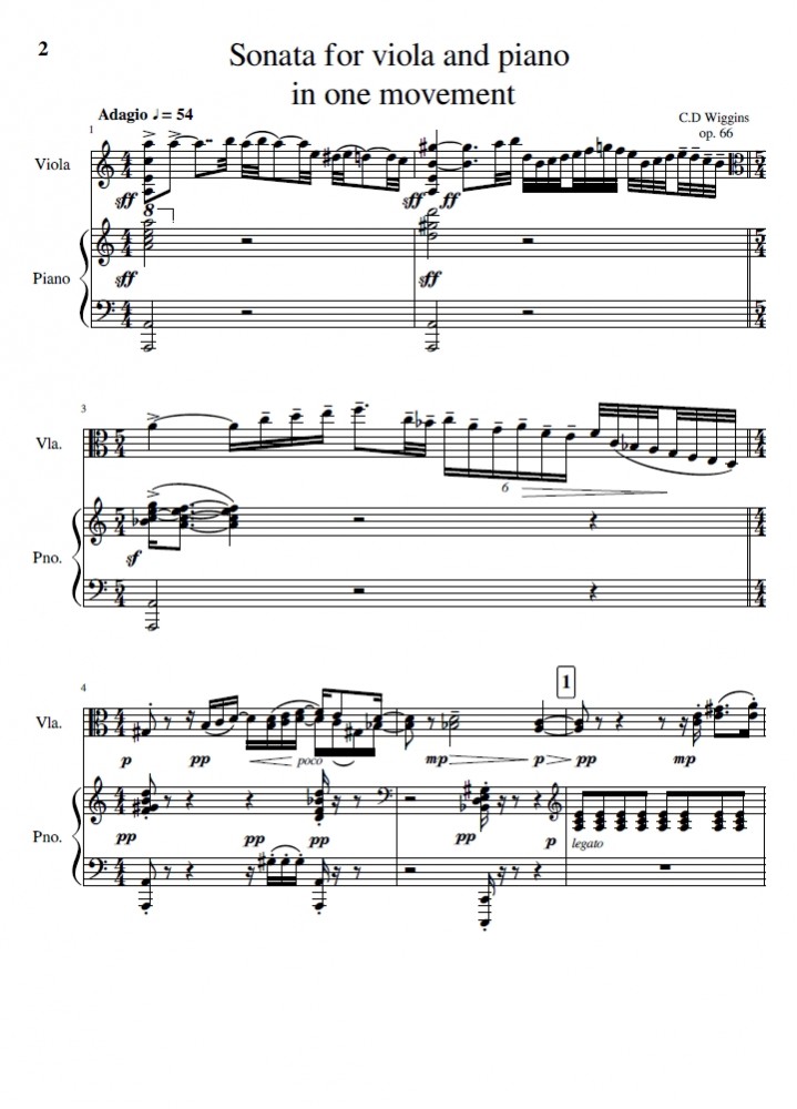 Sonata in one movement, op. 66, für Bratsche und Klavier
