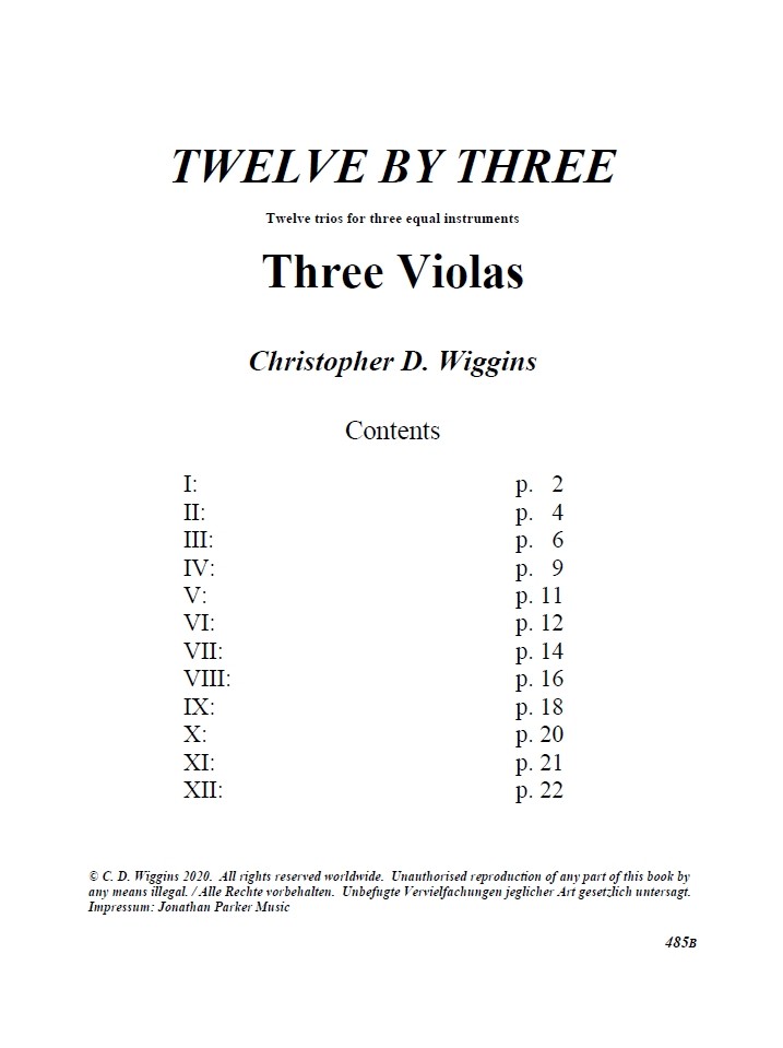 Twelve By Three, op. 108, für 3 Bratschen